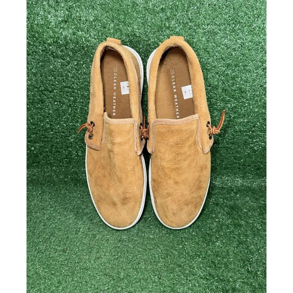 Clearweather Shoes Mens Size 10.5 Brown Suede Leather Comfort Boat Sneakers